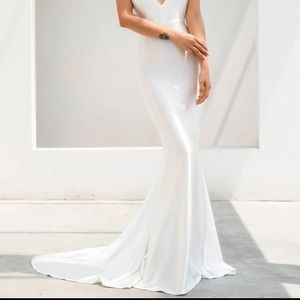 Ruched Detail Backless Floor Length Slip Dress